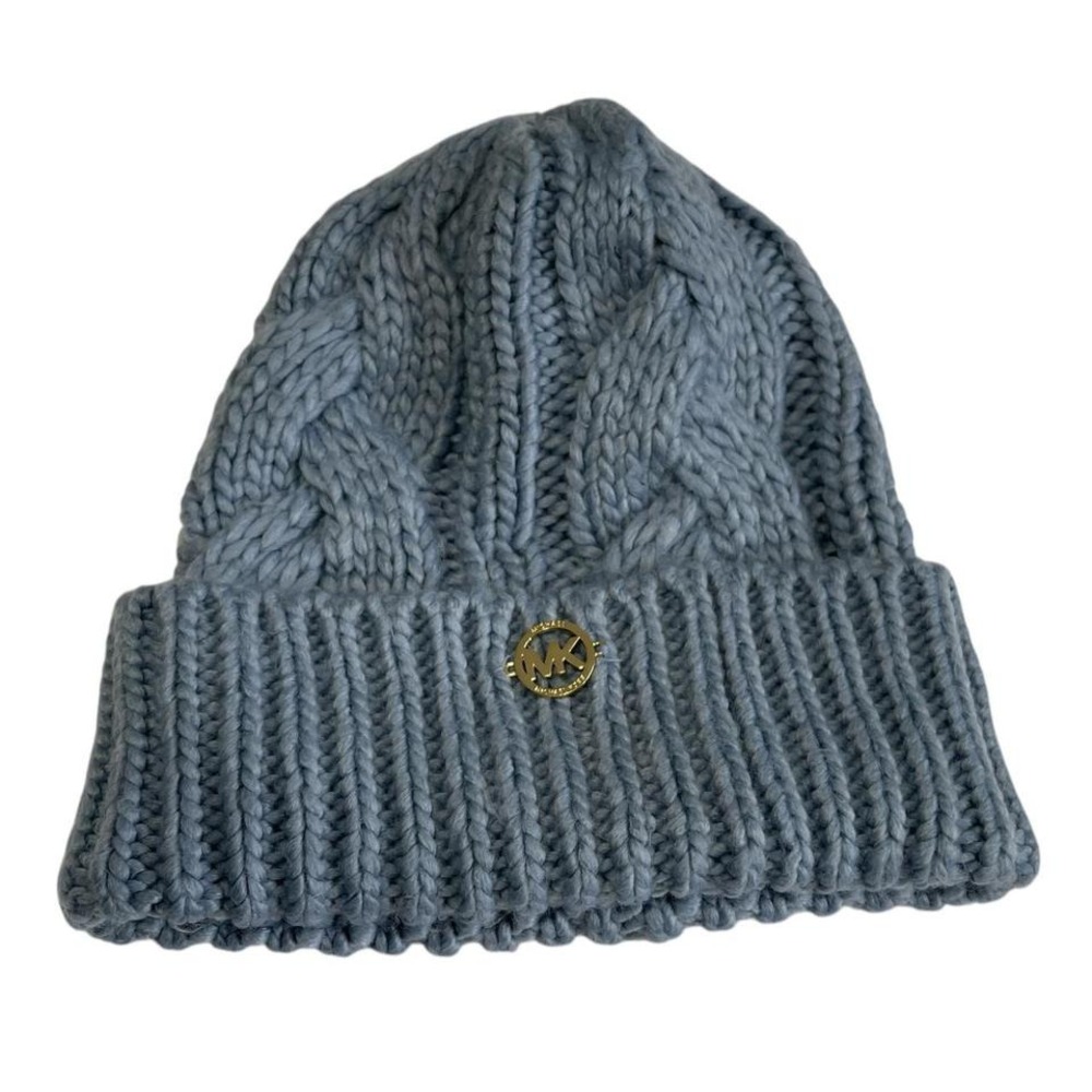 Mk Cable knit Cuff Beanie Blue